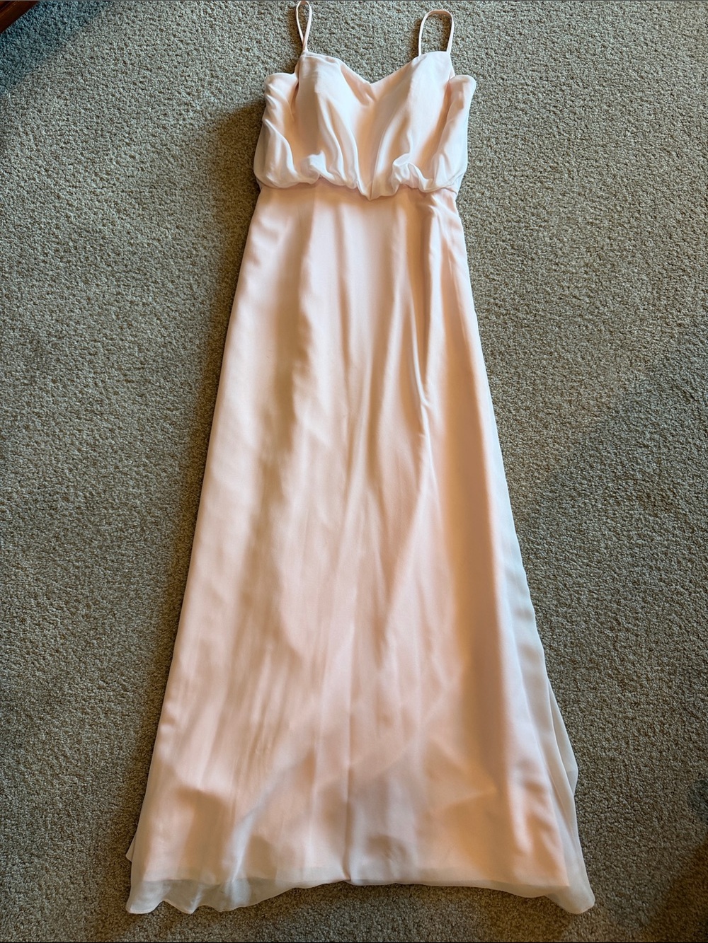 Bill Levkoff Blush Pink Spaghetti-Strap Chiffon Maxi Dress